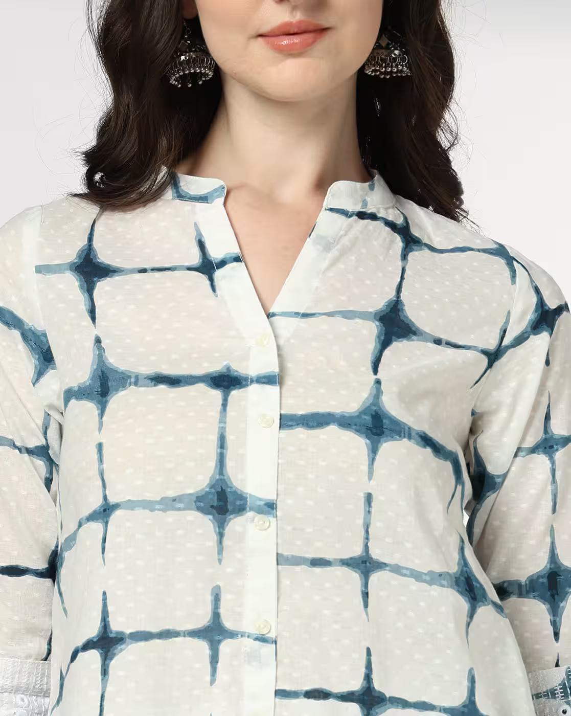 EMBROIDERERD TUNIC, OFF WHITE, L