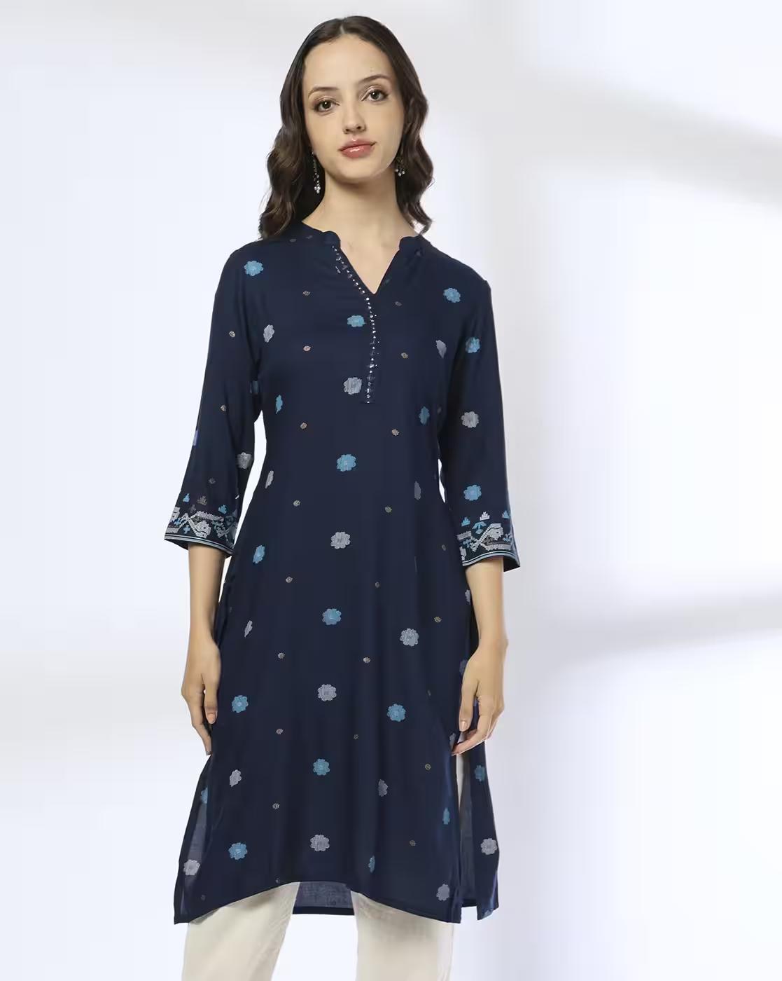 AW25 NAVY KURTA, NAVY, M