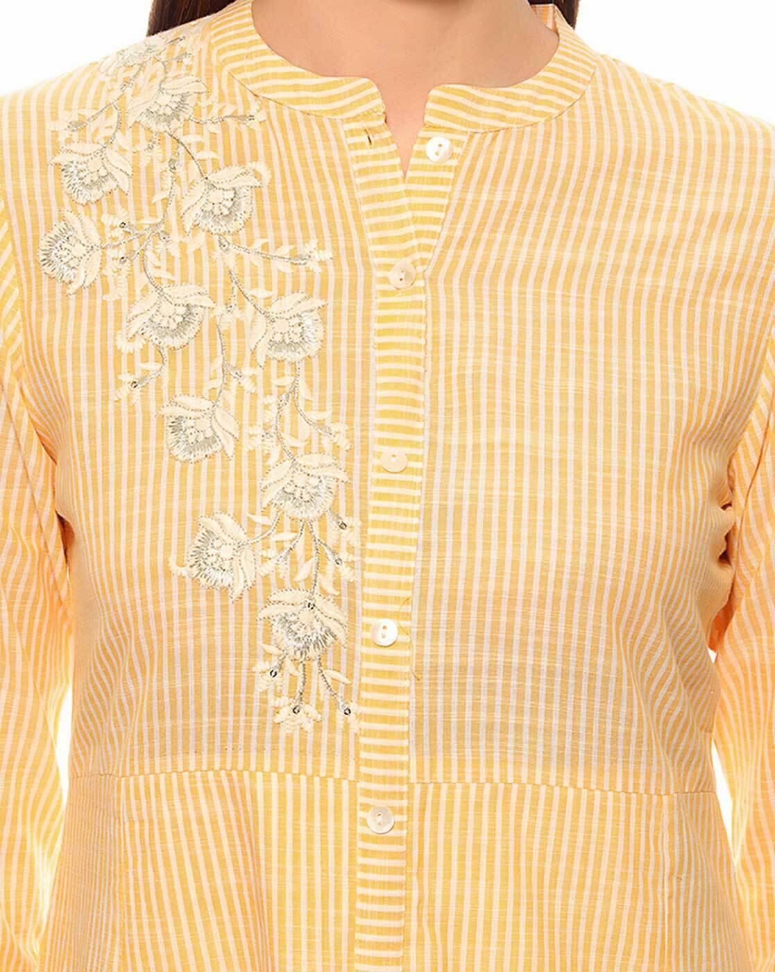 Striped Cotton Straight Kurta