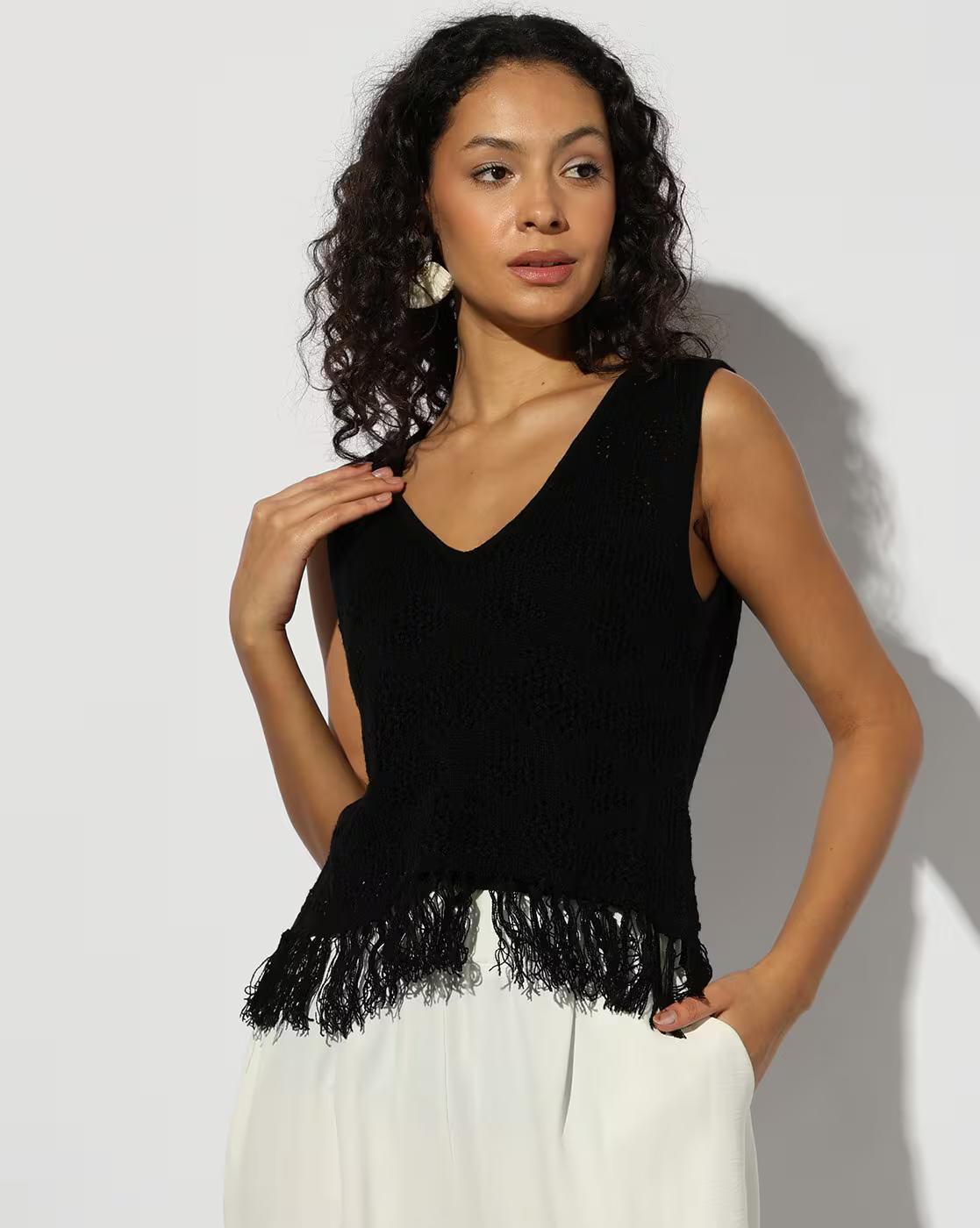Svrnaa by AZORTE,WOMENS WEAR,BLACK
