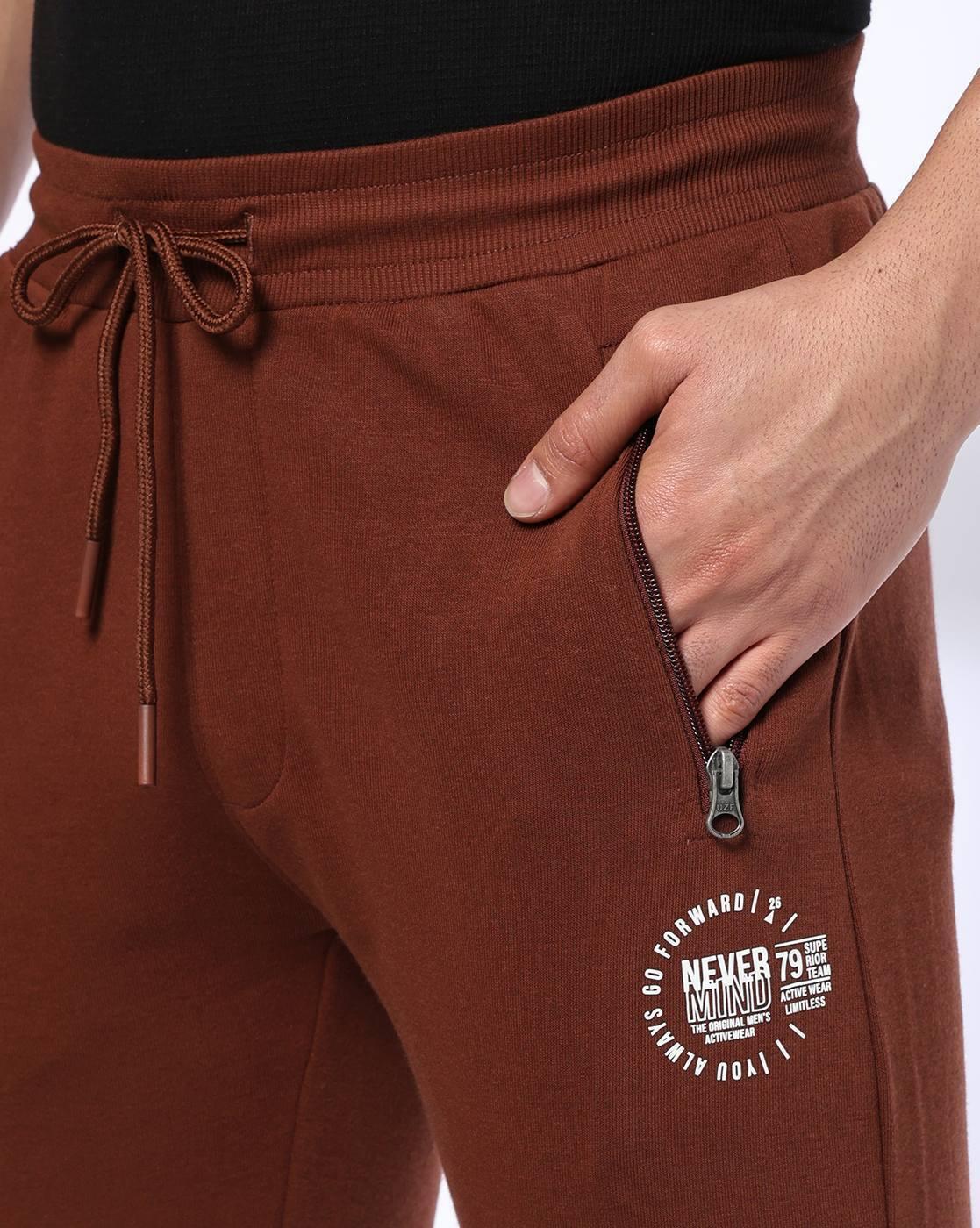 FASHION JOGER WITH ZIP, DK. BROWN, M