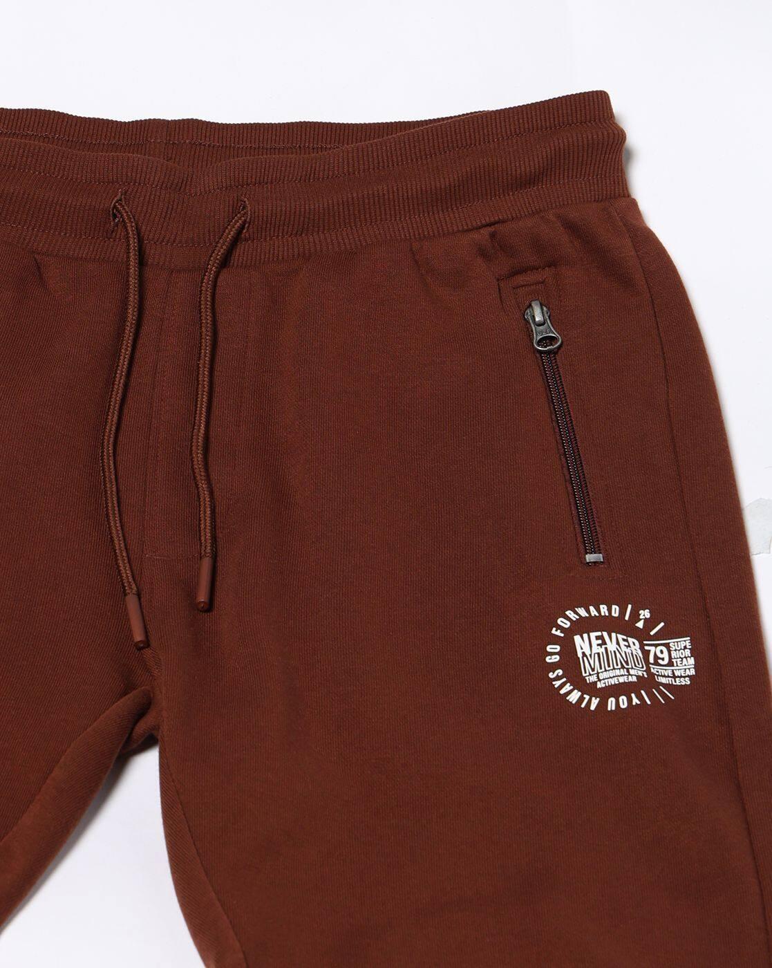 FASHION JOGER WITH ZIP, DK. BROWN, M