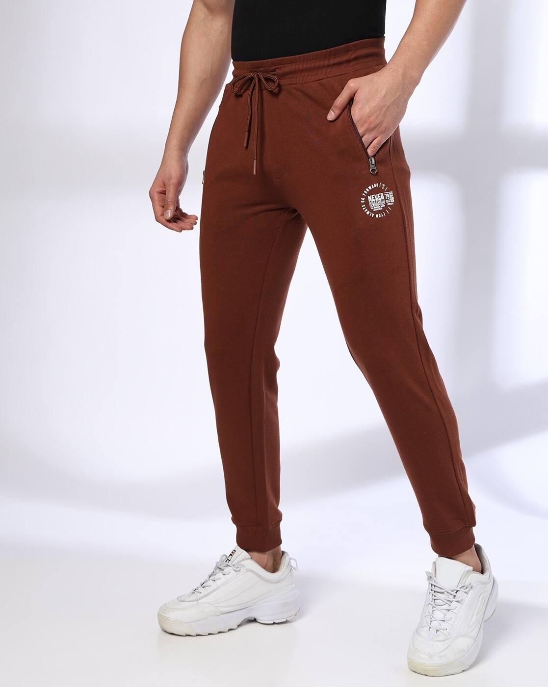 FASHION JOGER WITH ZIP, DK. BROWN, M