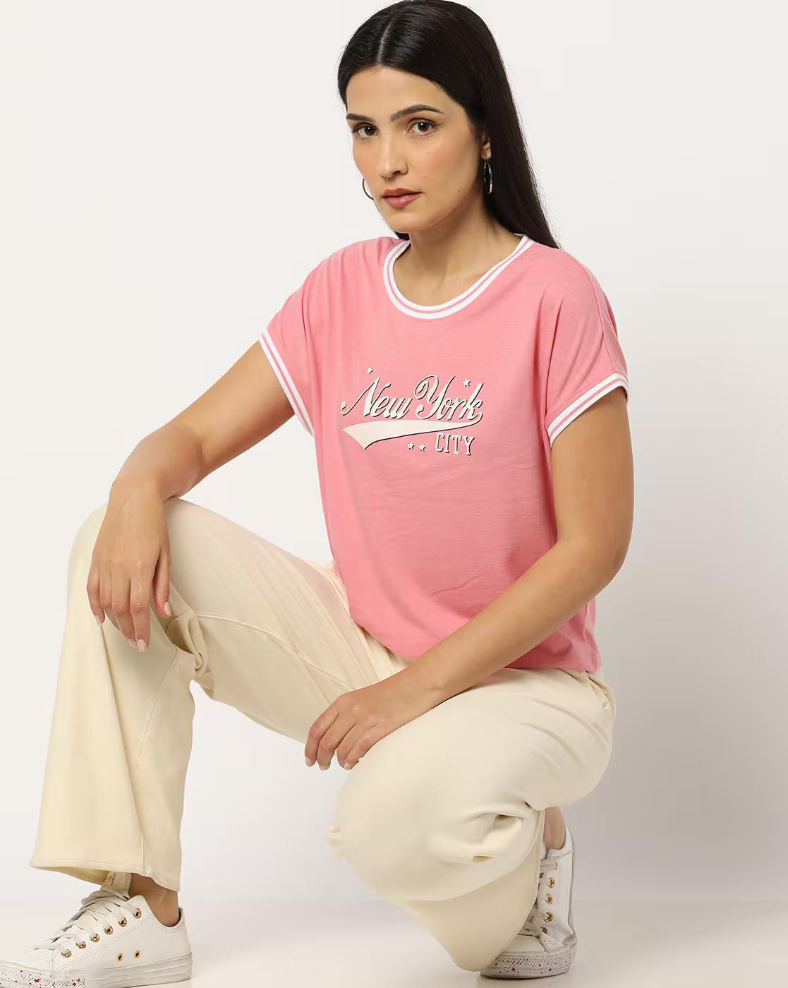 Typographic Print Crew-Neck T-Shirt