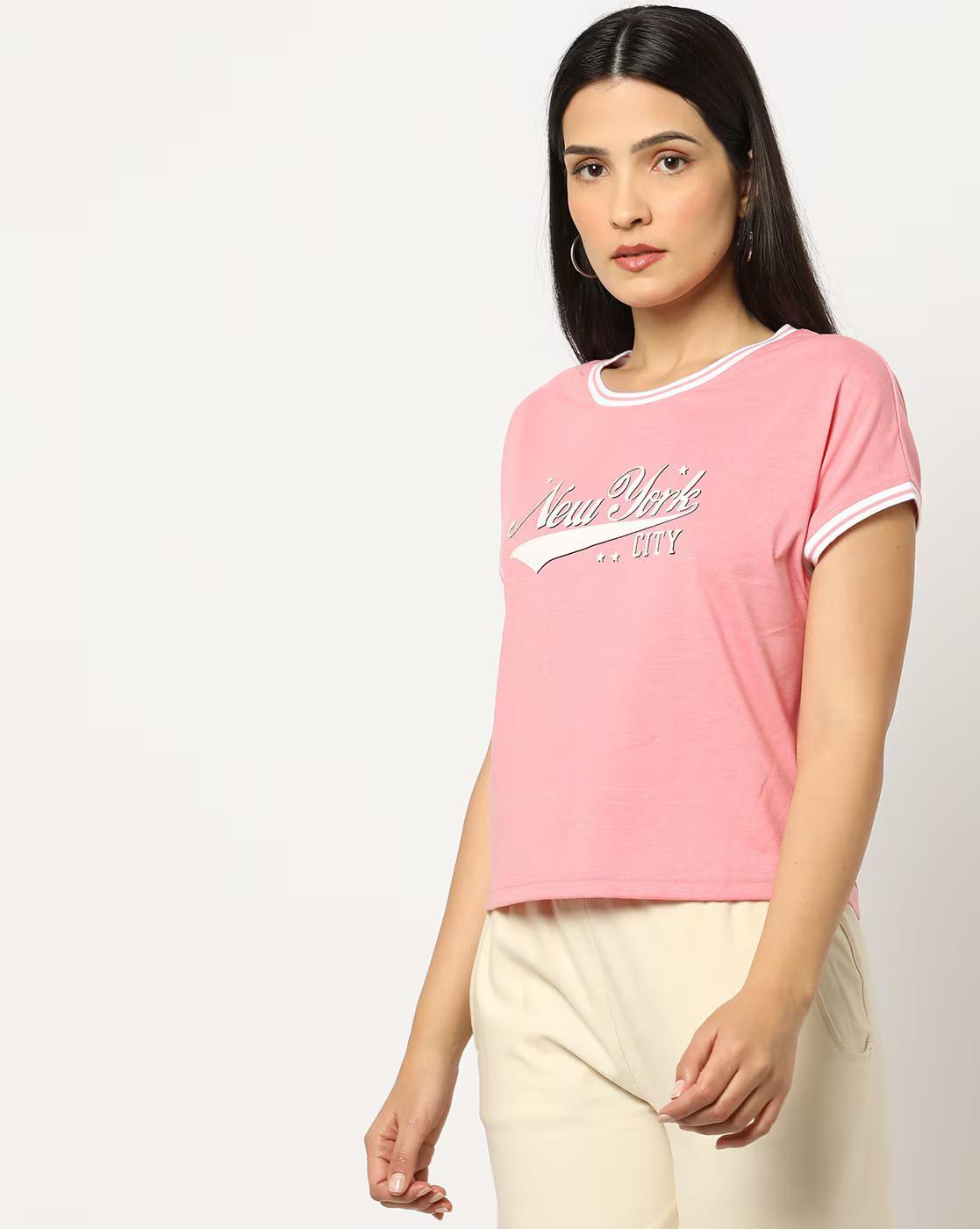 Typographic Print Crew-Neck T-Shirt