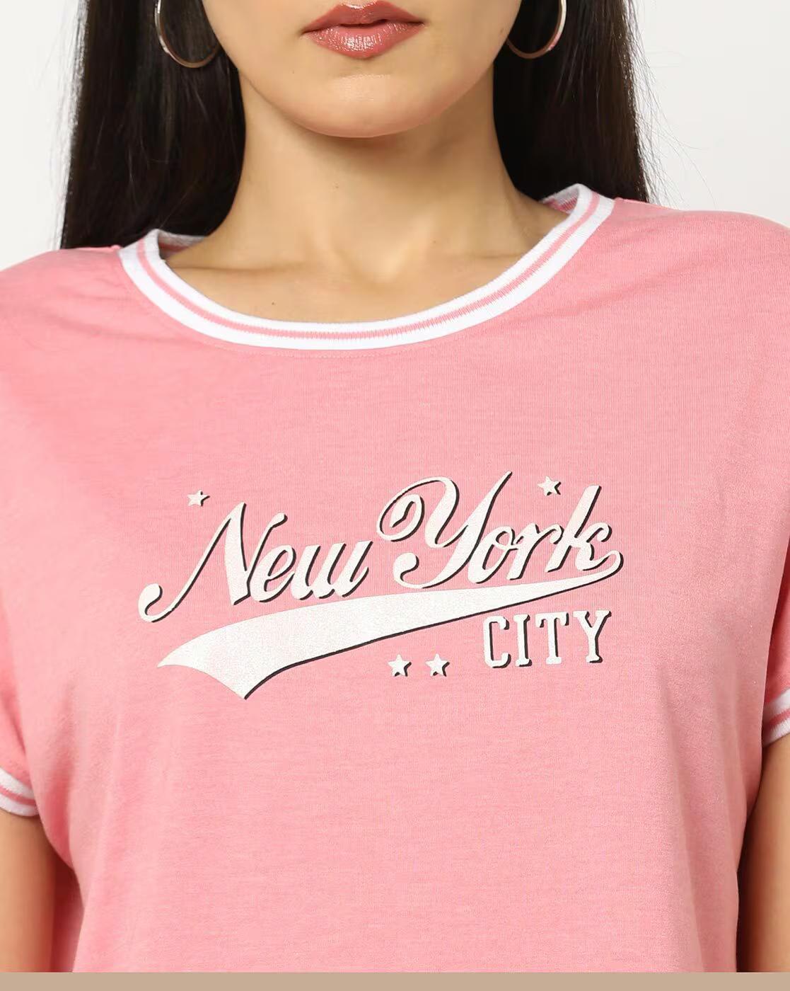 Typographic Print Crew-Neck T-Shirt