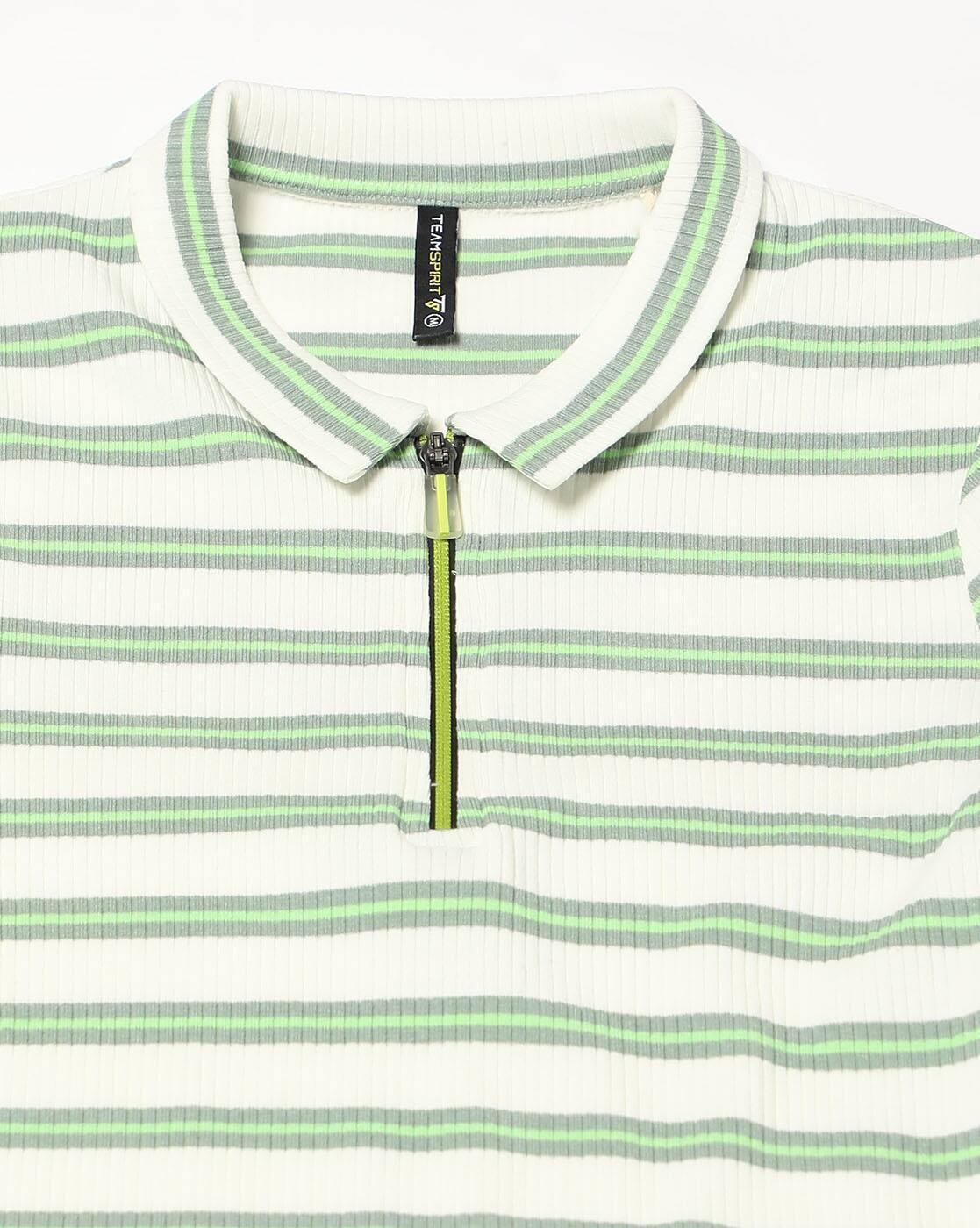 Women Striped Regular Fit Polo T-Shirt
