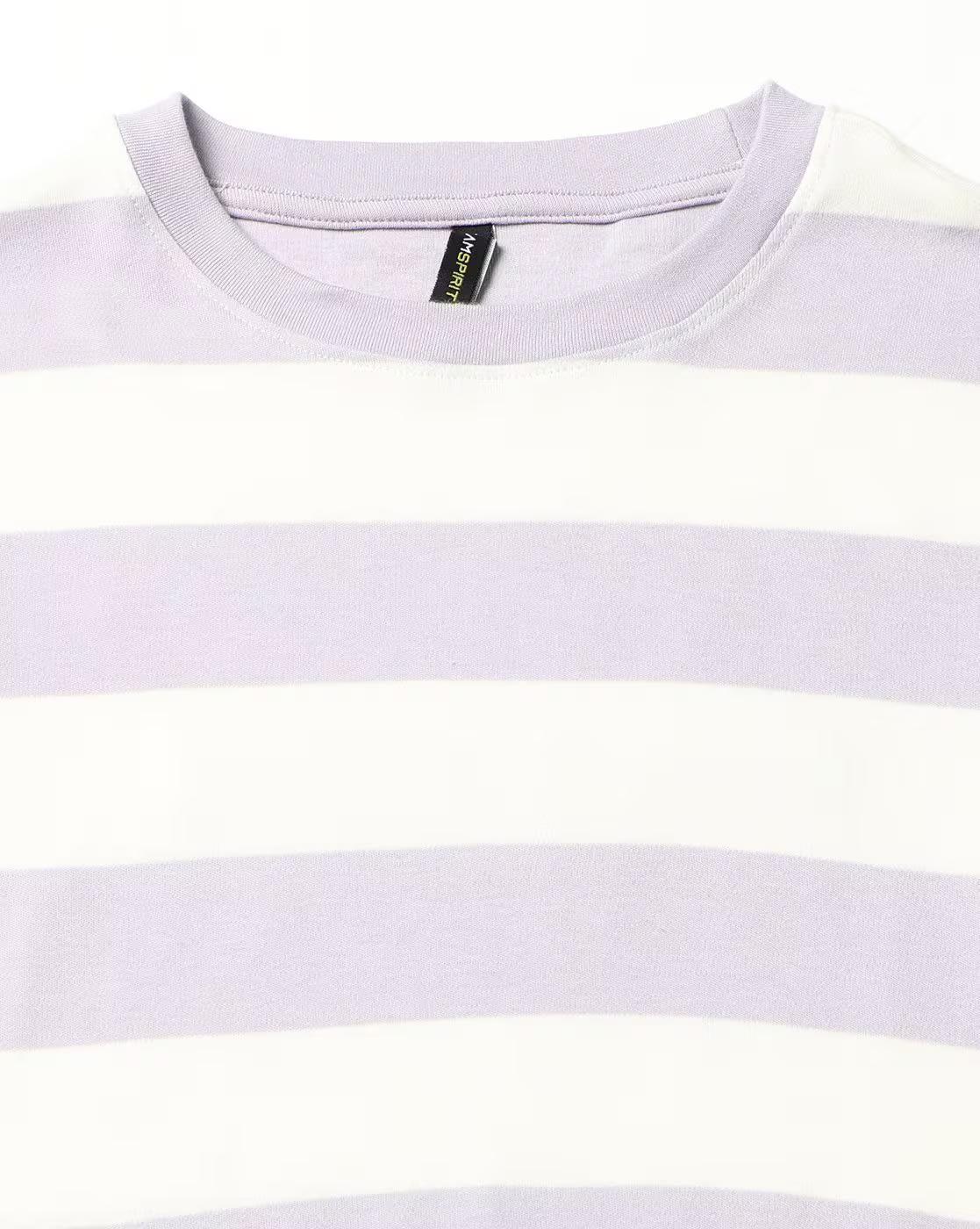 CAP SLEEVE STRIPER TSHIR, LT. PURPLE, XS