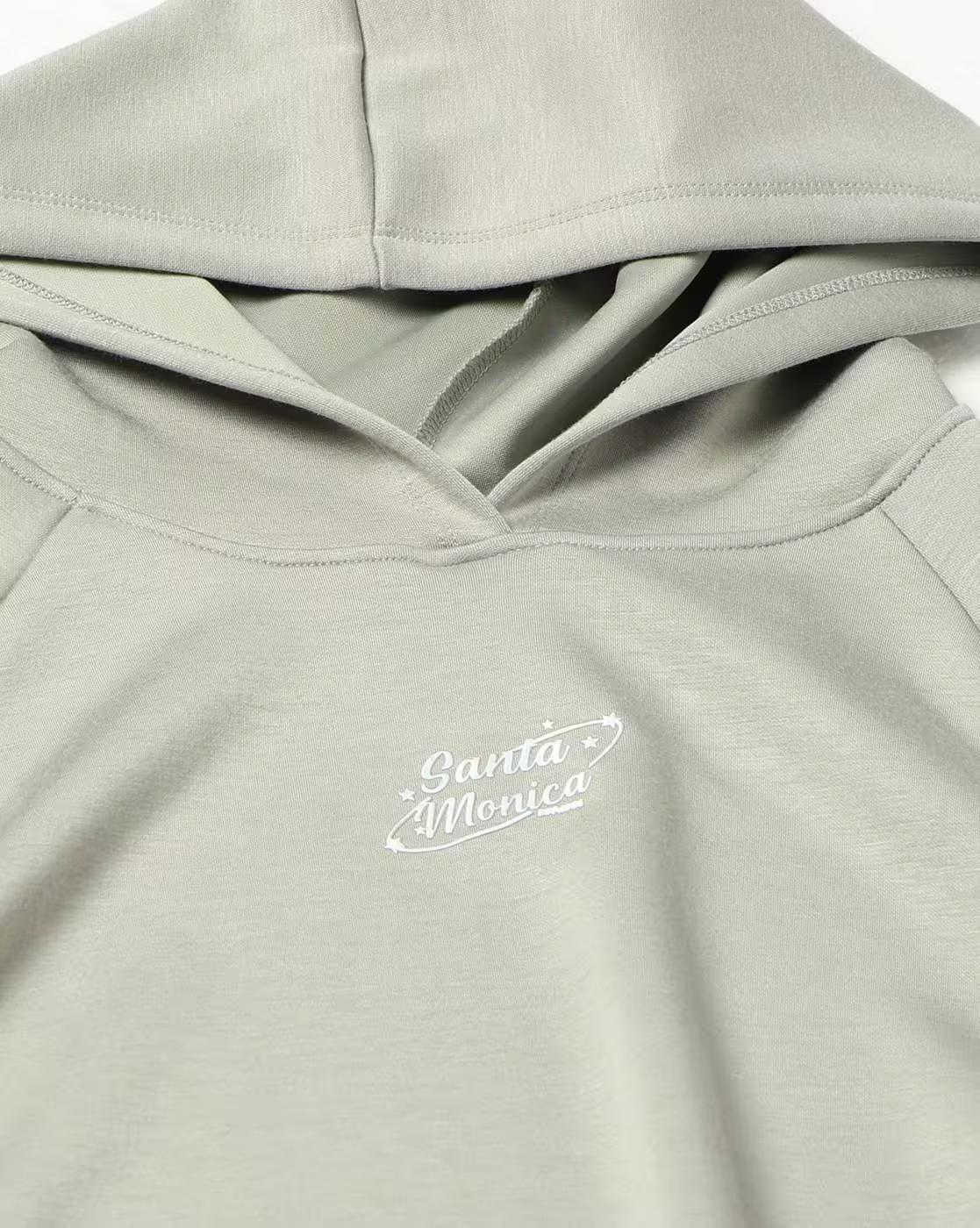 Graphic hoodie top, LT. GREEN, M