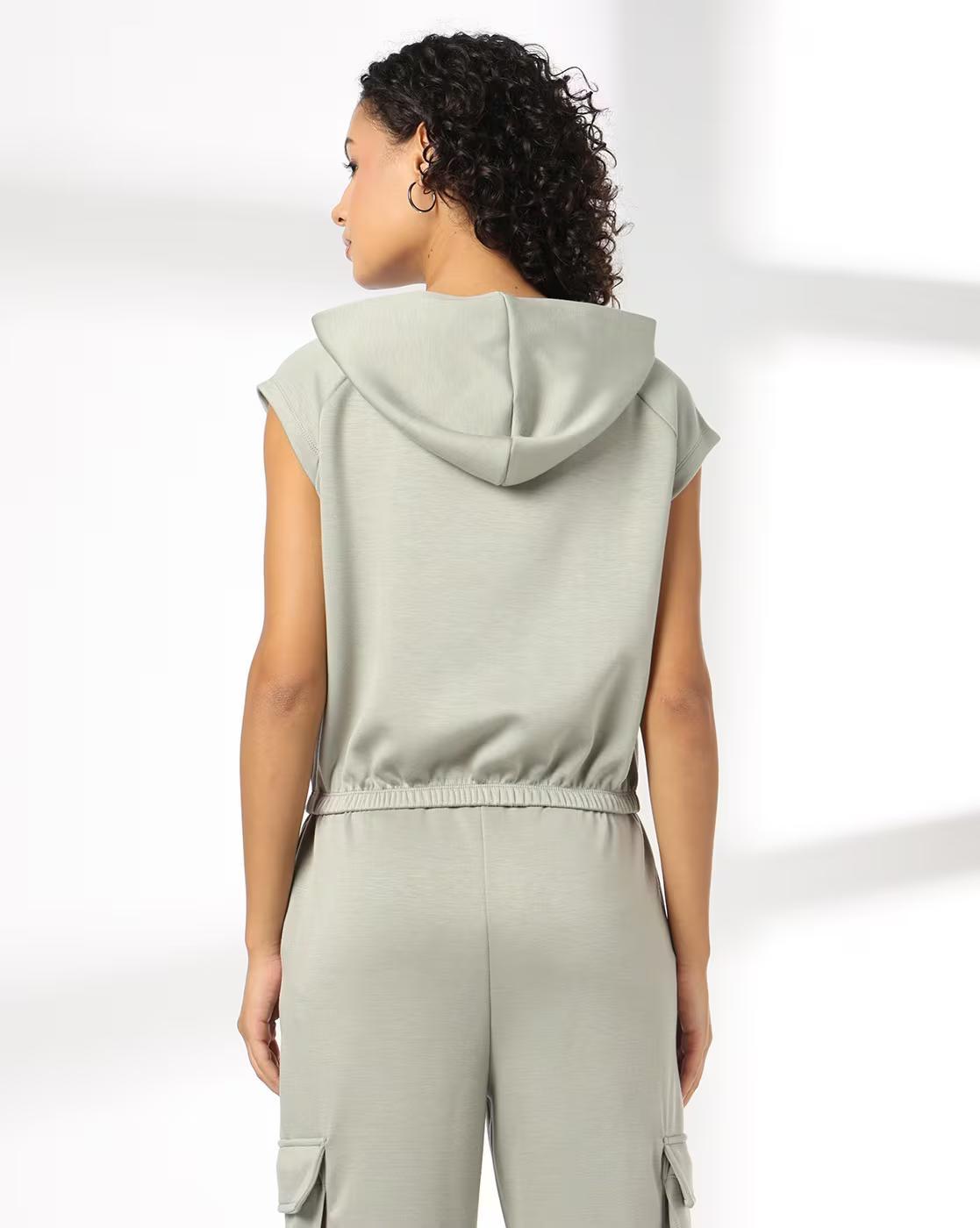 Graphic hoodie top, LT. GREEN, M