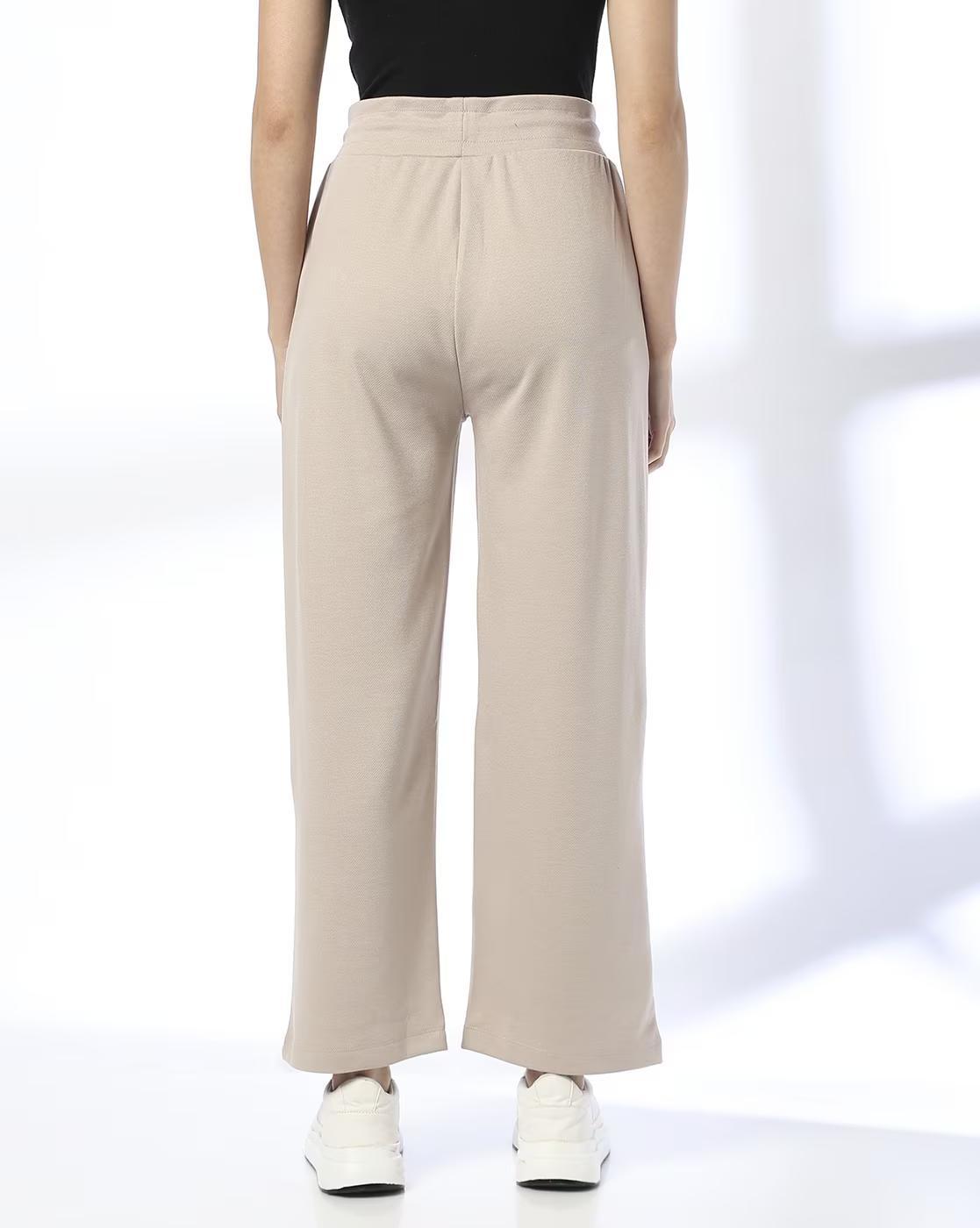 Solid wide leg trackpant, BEIGE, S