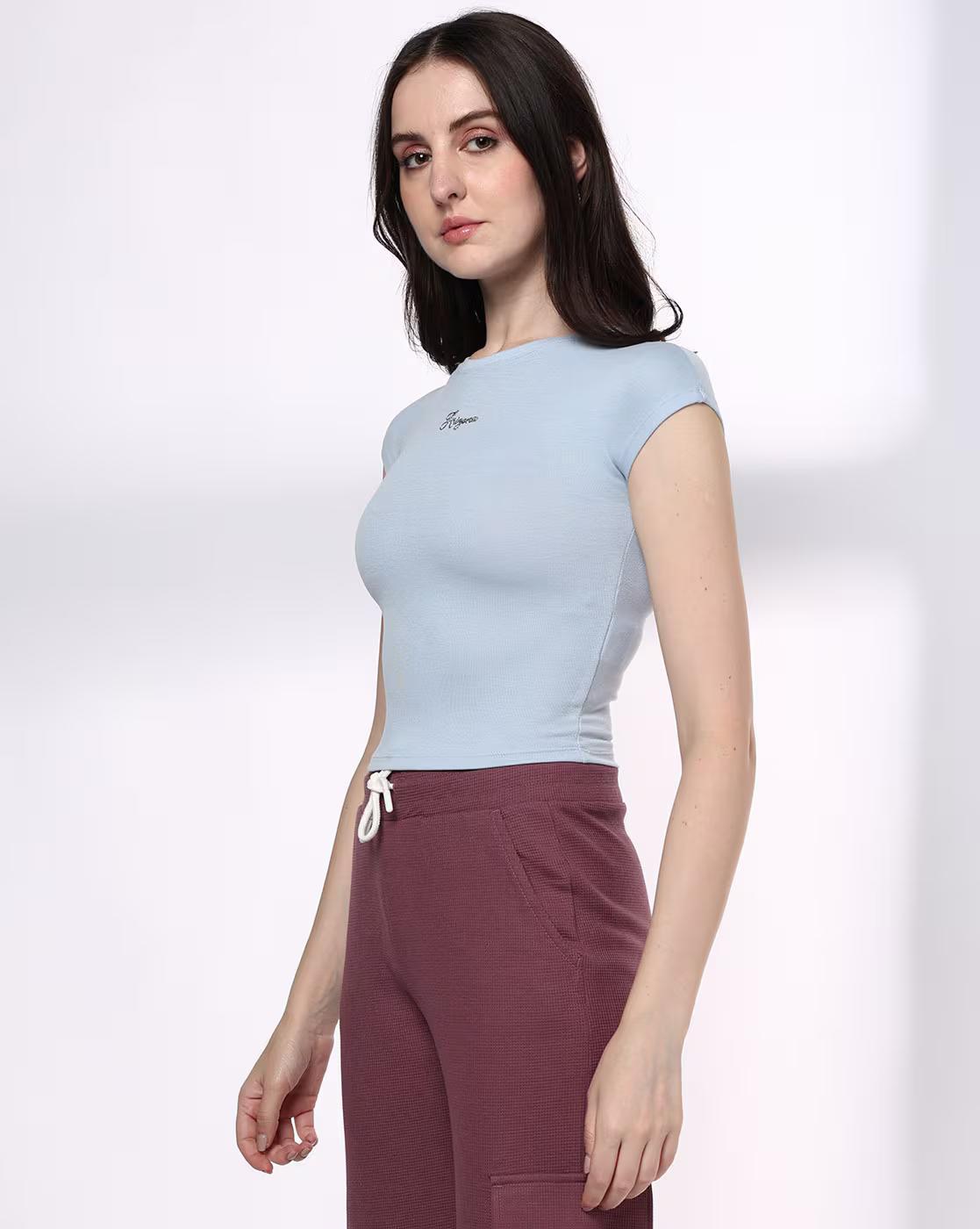 EXTENDED SLEEVE GRAPHIC TSH, LT. BLUE, L