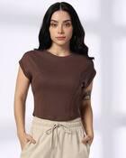ROUND NECK CUT N SE, Chocolate Brown, XS