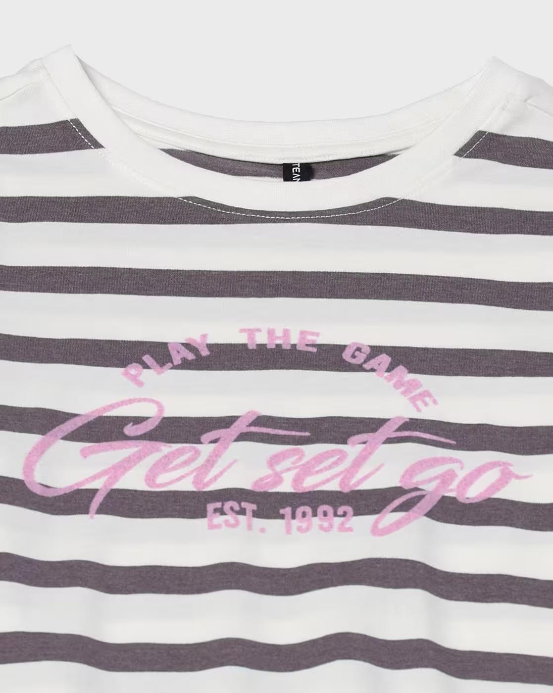 STRIPE TSHIRT WITH GRAPHIC, GREY, S