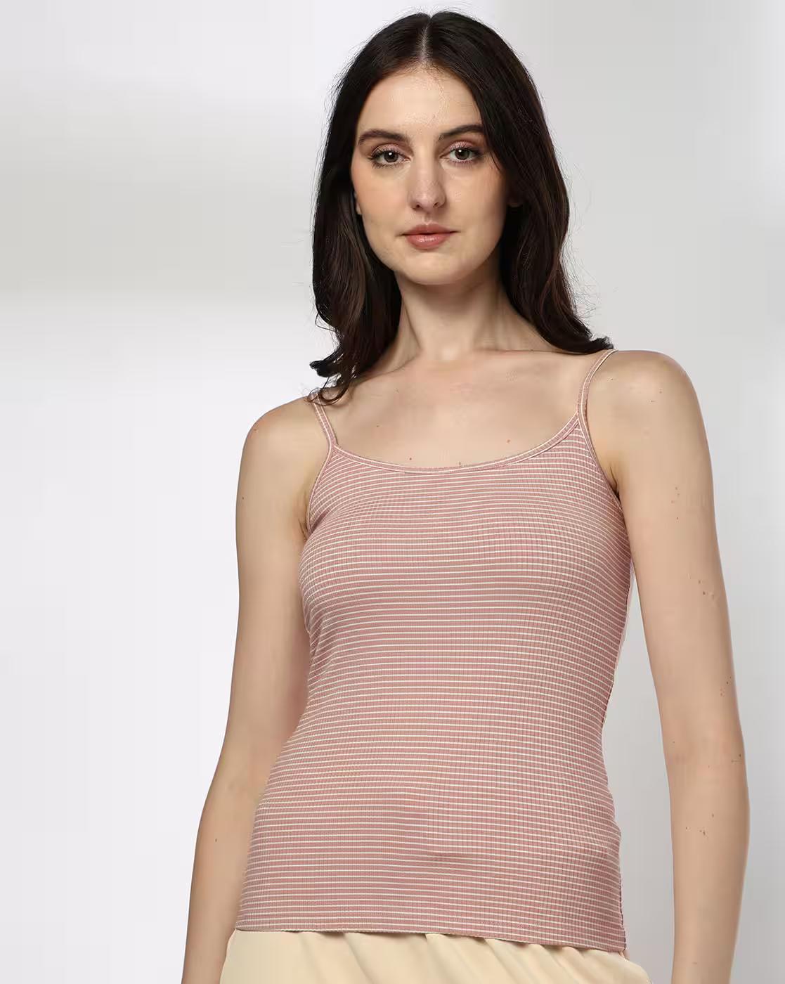STRIPER CAMISOLE, PEACH, XXL