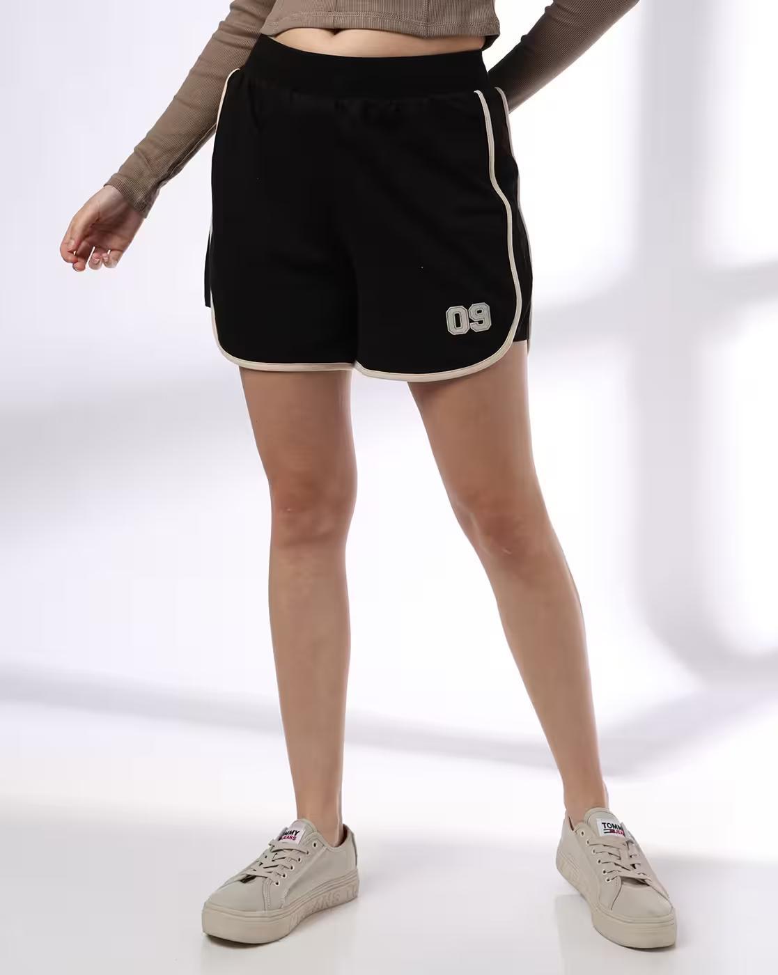 GRAPHIC SHORTS WITH CONTR, JET BLACK, XL