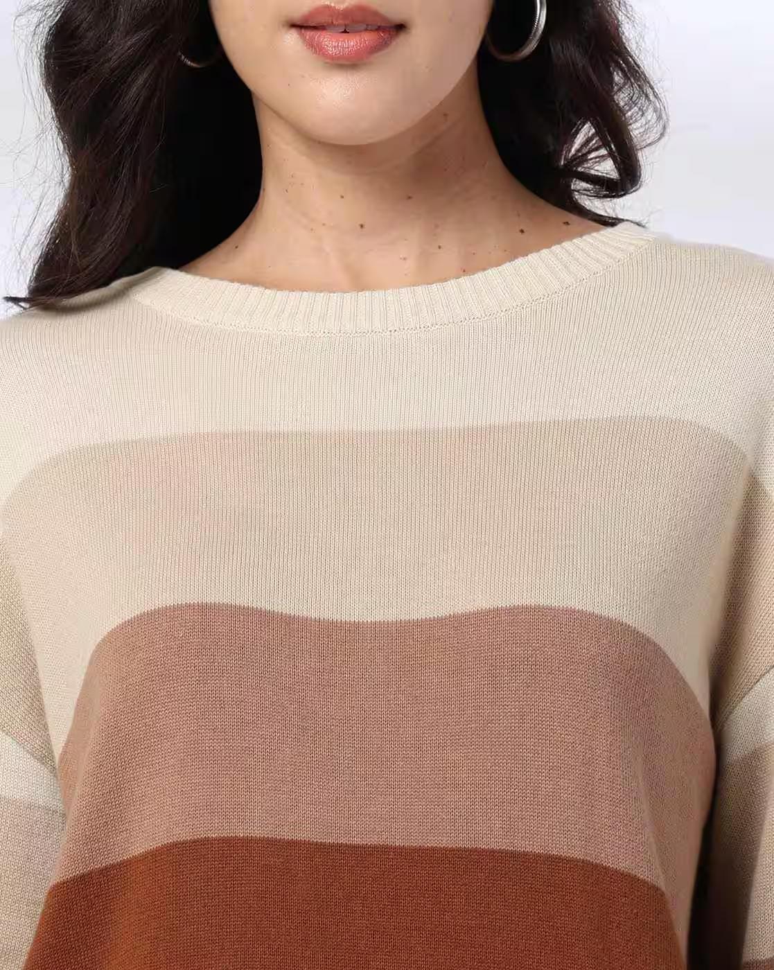 BROAD STRIPE MULTICOLOUR FLATK, BROWN, L