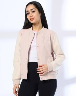 GRAPHIC PLUSH BOMBER JACKE, LT. PINK, XS