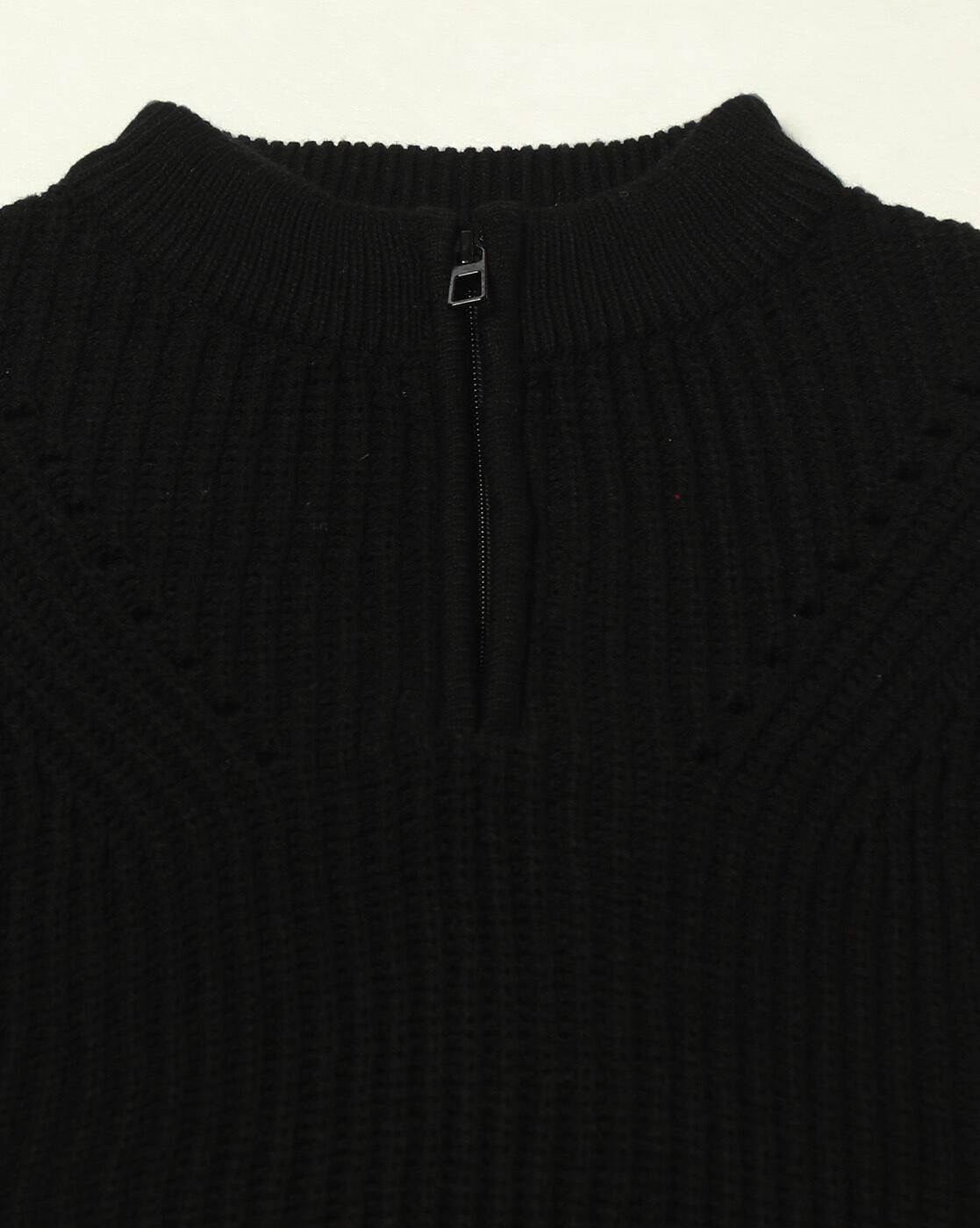 HALF ZIPPER PLACEMENT STRI, JET BLACK, L