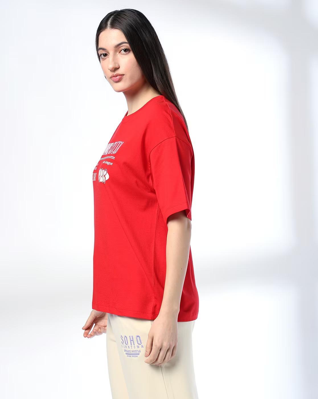 OVERSIZE GRAPHIC TEE, RED, XXL