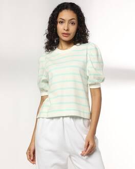 PUFF SLEEVES STRIPER TERRY, LT. BLUE, XS