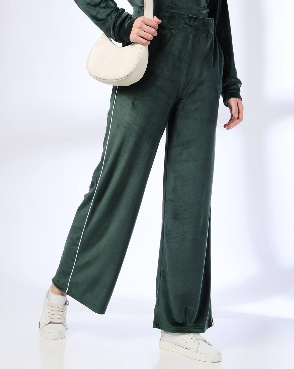 VELOUR STRAIGHT WITH PIPING, GREEN, XXL