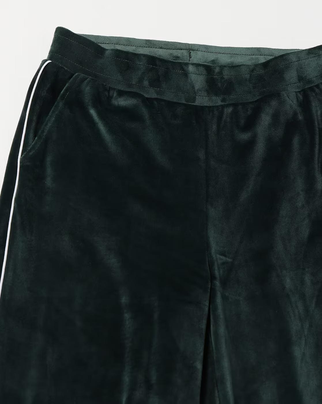 VELOUR STRAIGHT WITH PIPING, GREEN, XXL