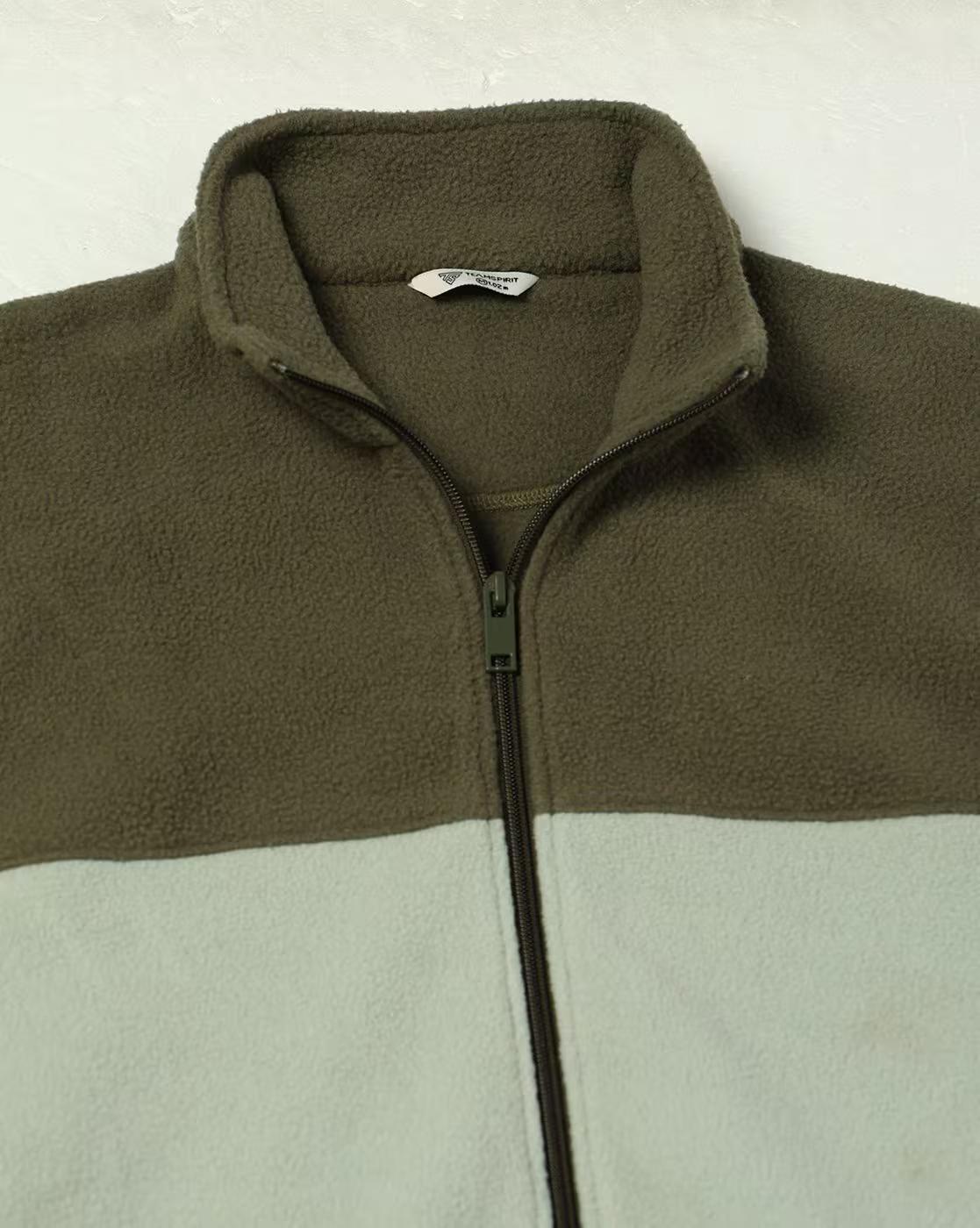 CONSTRAST CUT AND SEW FO, OLIVE GREEN, L