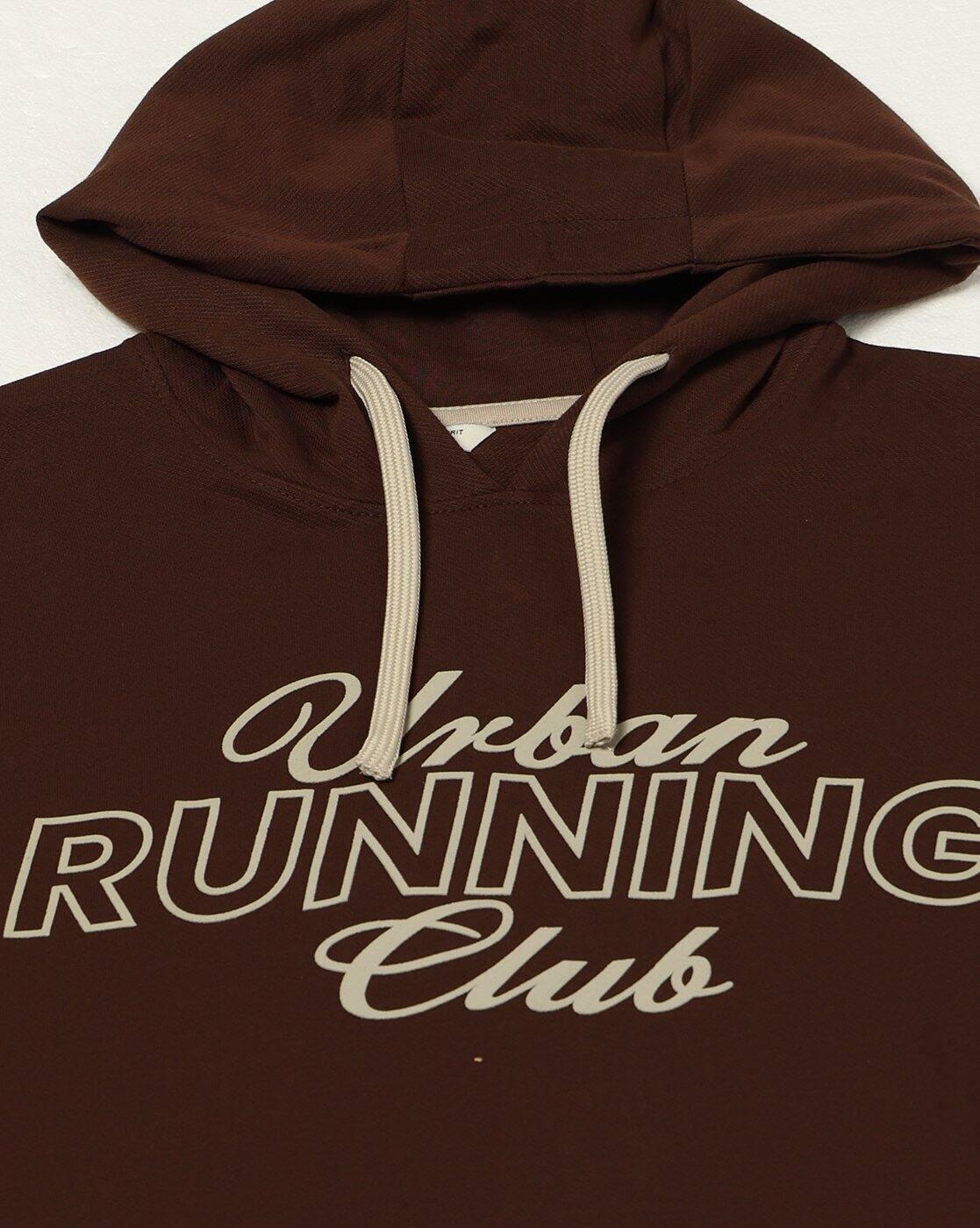 CHEST PRINT HOODED, Chocolate Brown, XL