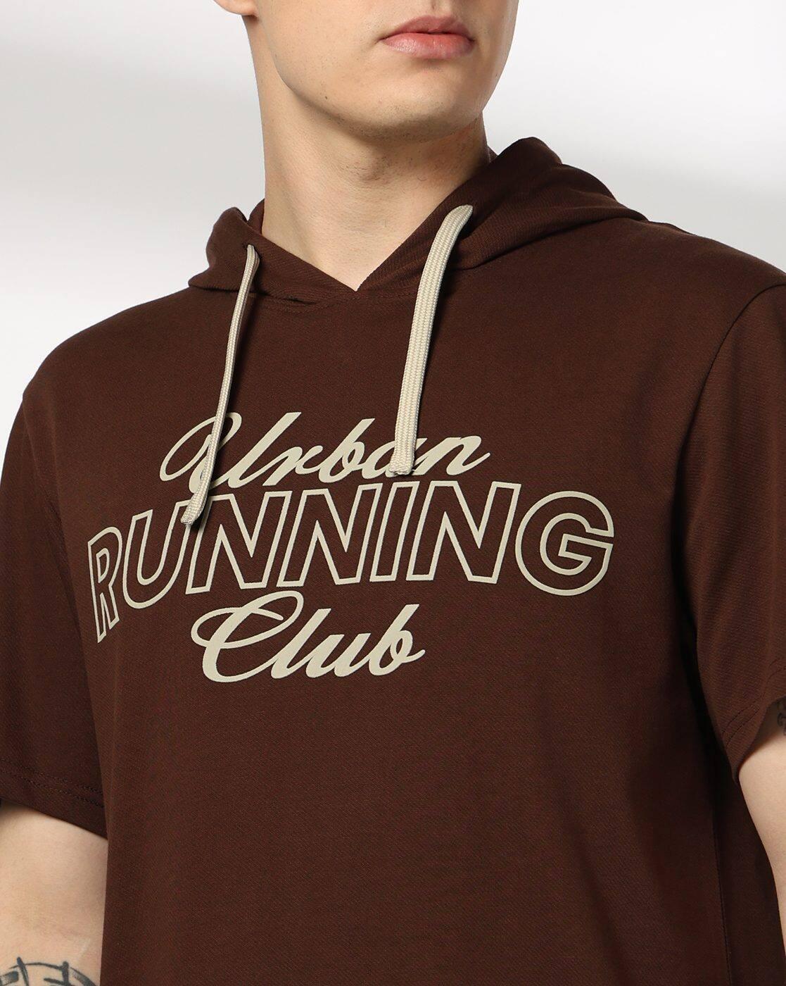 CHEST PRINT HOODED, Chocolate Brown, XL