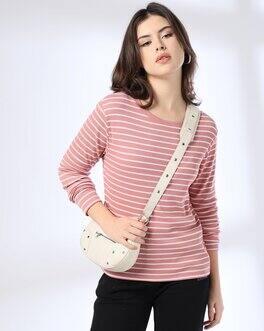 STRIPE FULL SLEEVE TSHIRT, PINK, XL