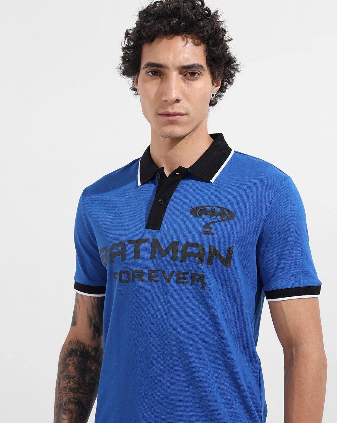 Batman - Men Batman Print Regular Fit Polo T-Shirt