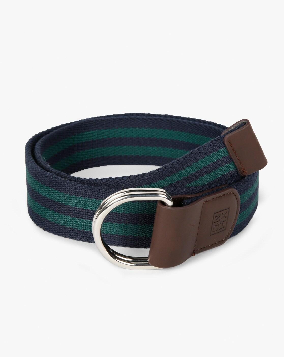 Striped Canvas Belt with Slide Buckle