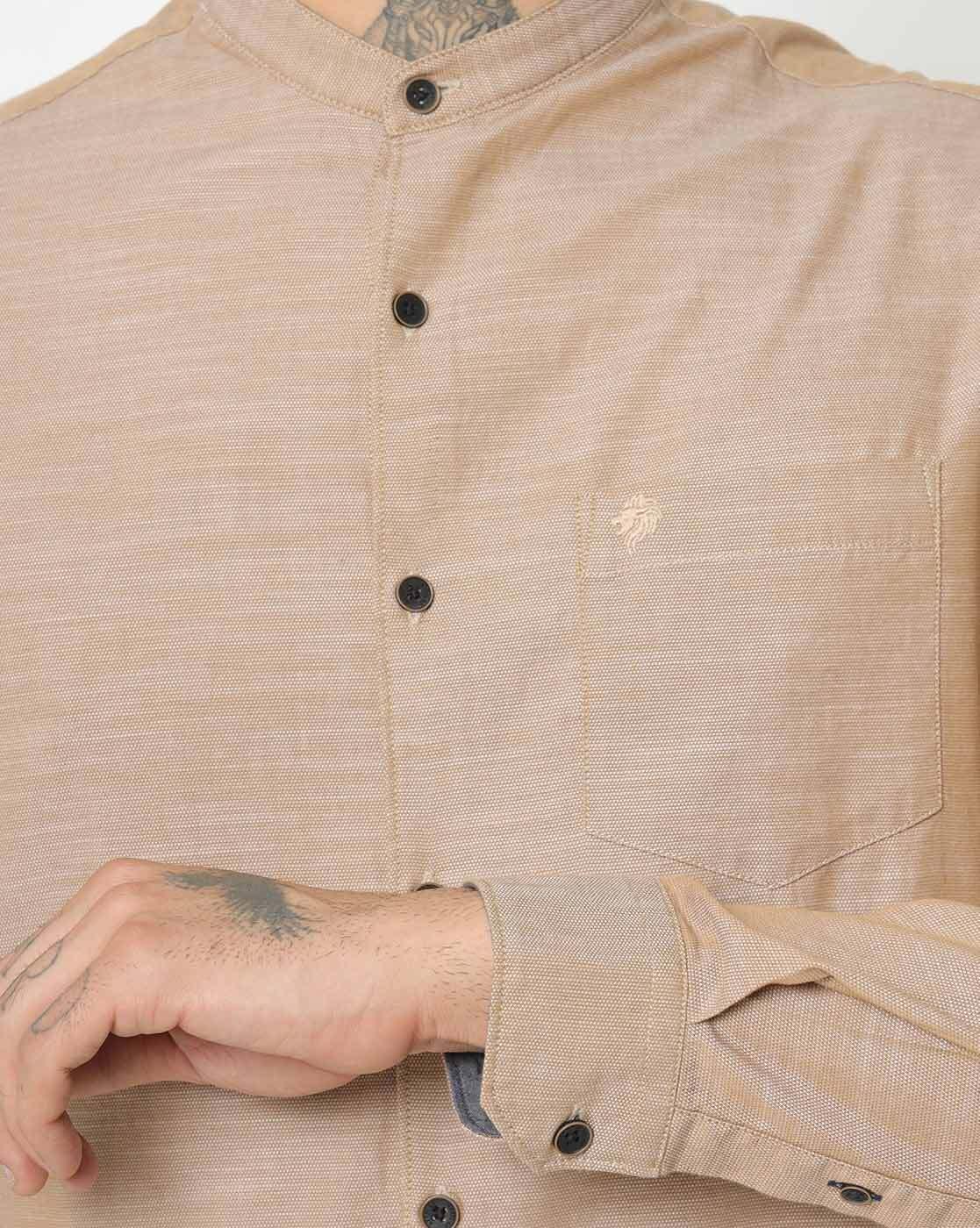 Heathered Slim Fit Shirt with Patch Pocket