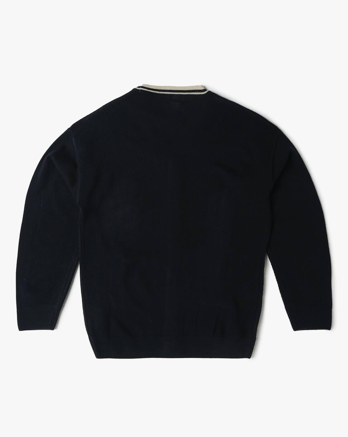Button Down Sweater with C, NAVY, 11-12Y