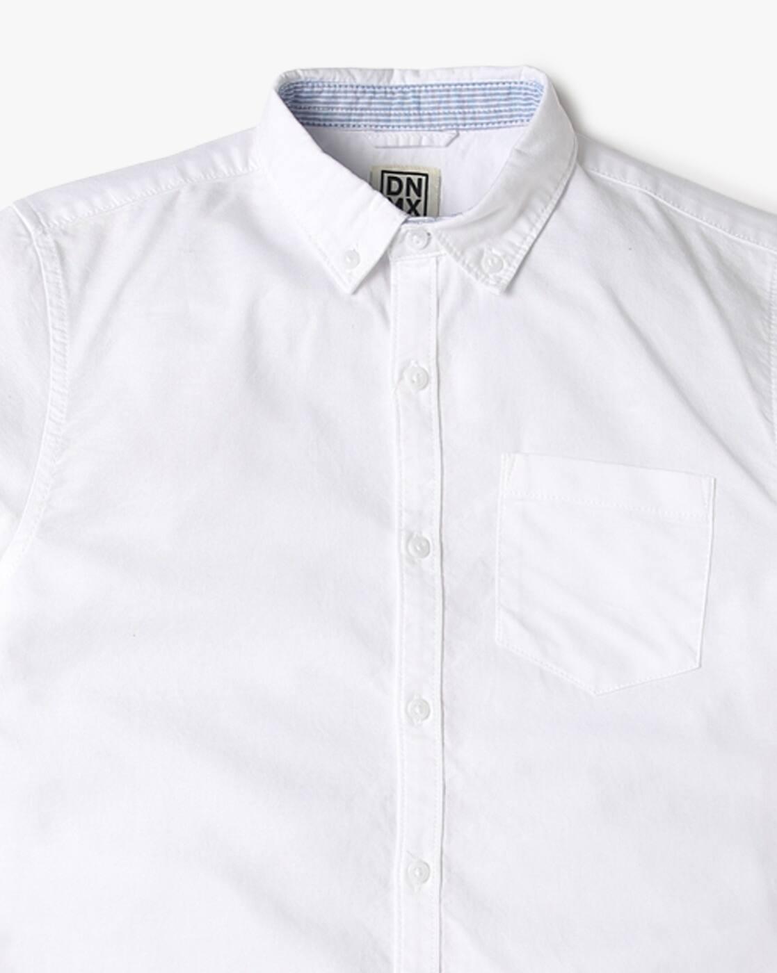 Solid collared shirt, WHITE, 13-14Y