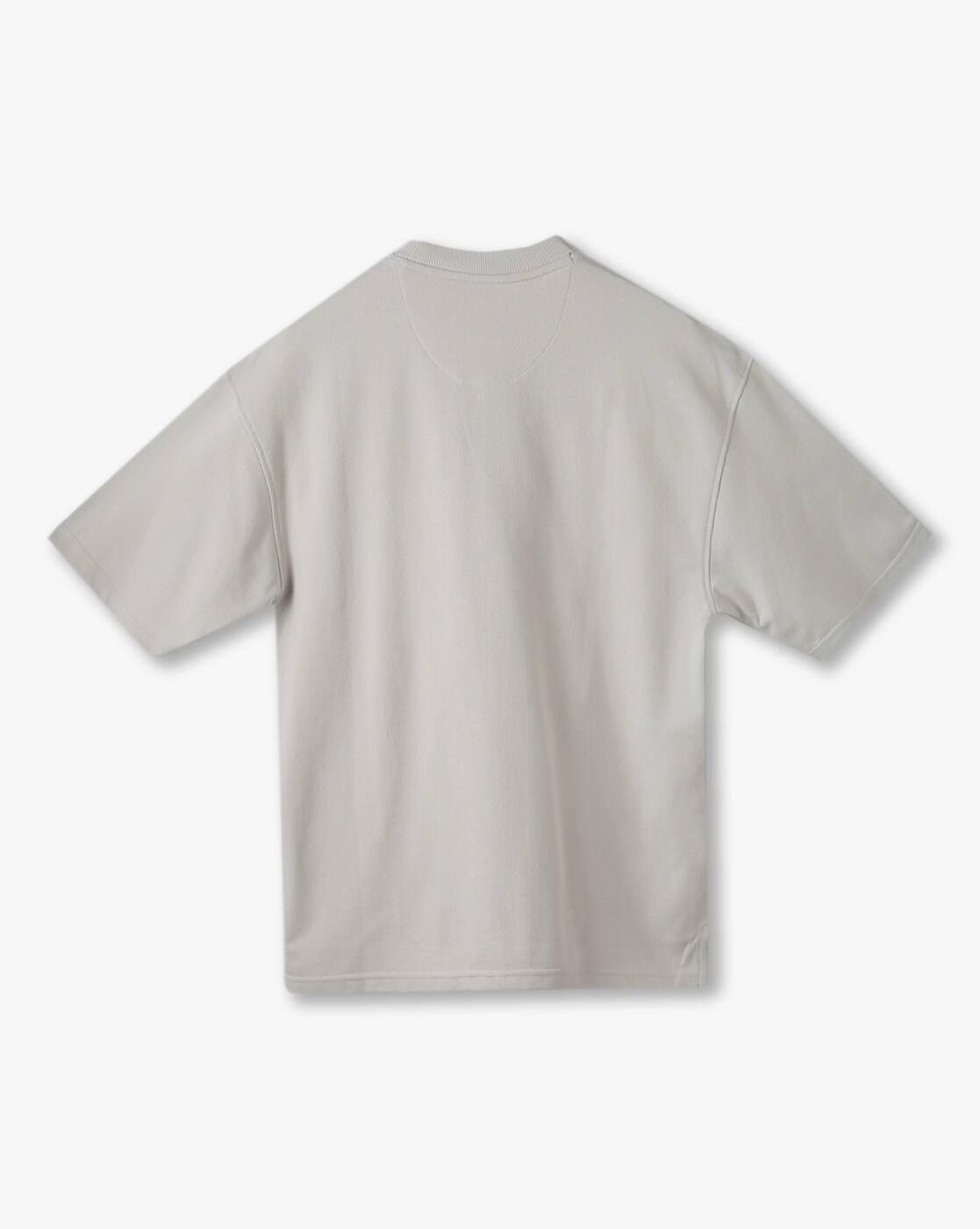 Crew Neck Tee with Wov, LT. GREY, 15-16Y