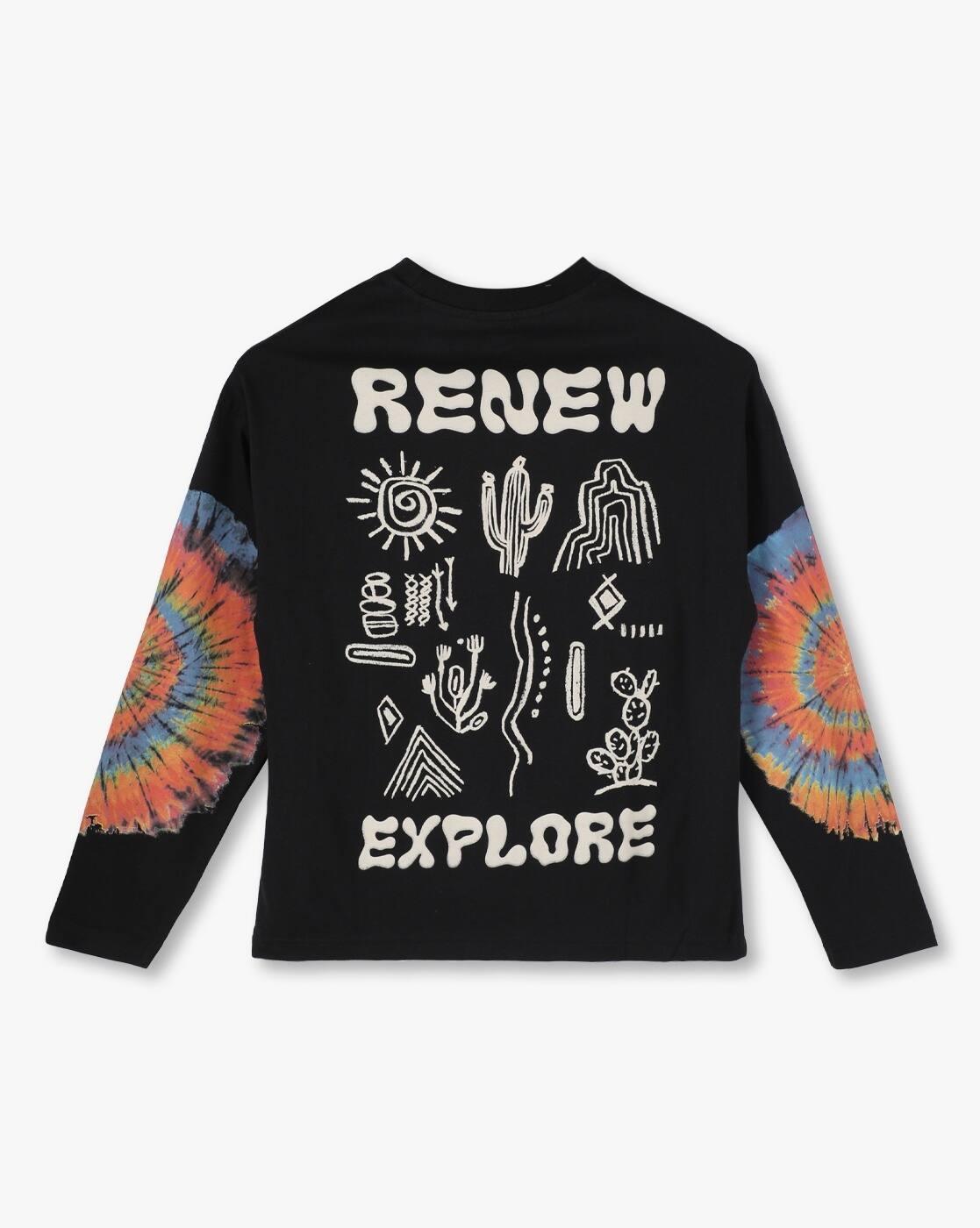 Full Sleeve Tee with Prin, BLACK, 15-16Y