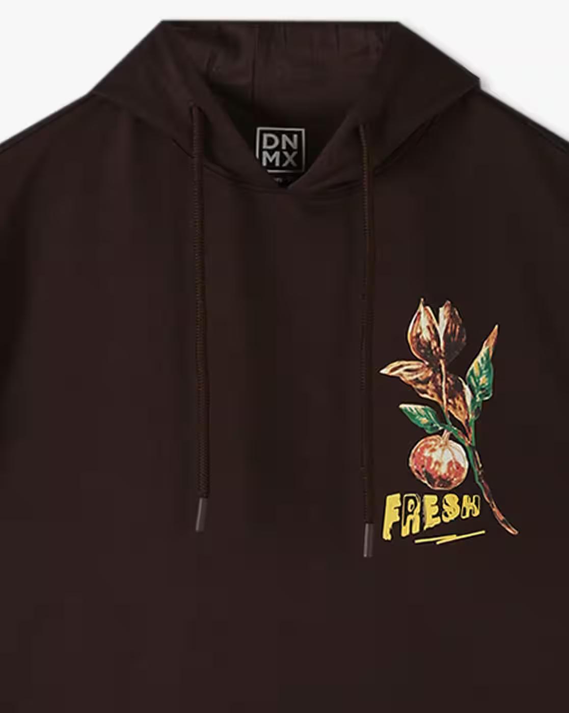 Hooded HS Tee with Front, BROWN, 13-14Y