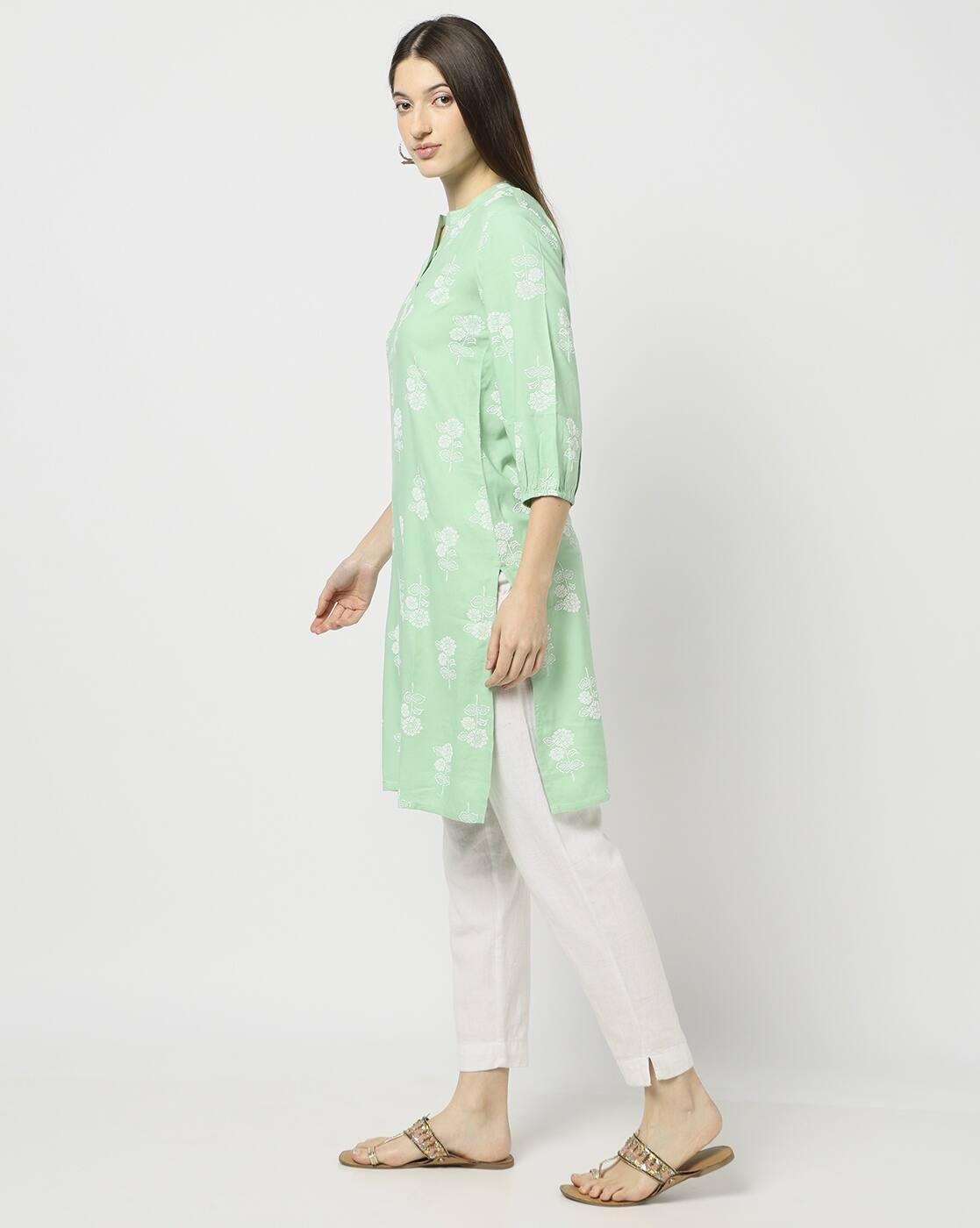 CORE PRINTED KURTA WITH P, LT. GREEN, XL