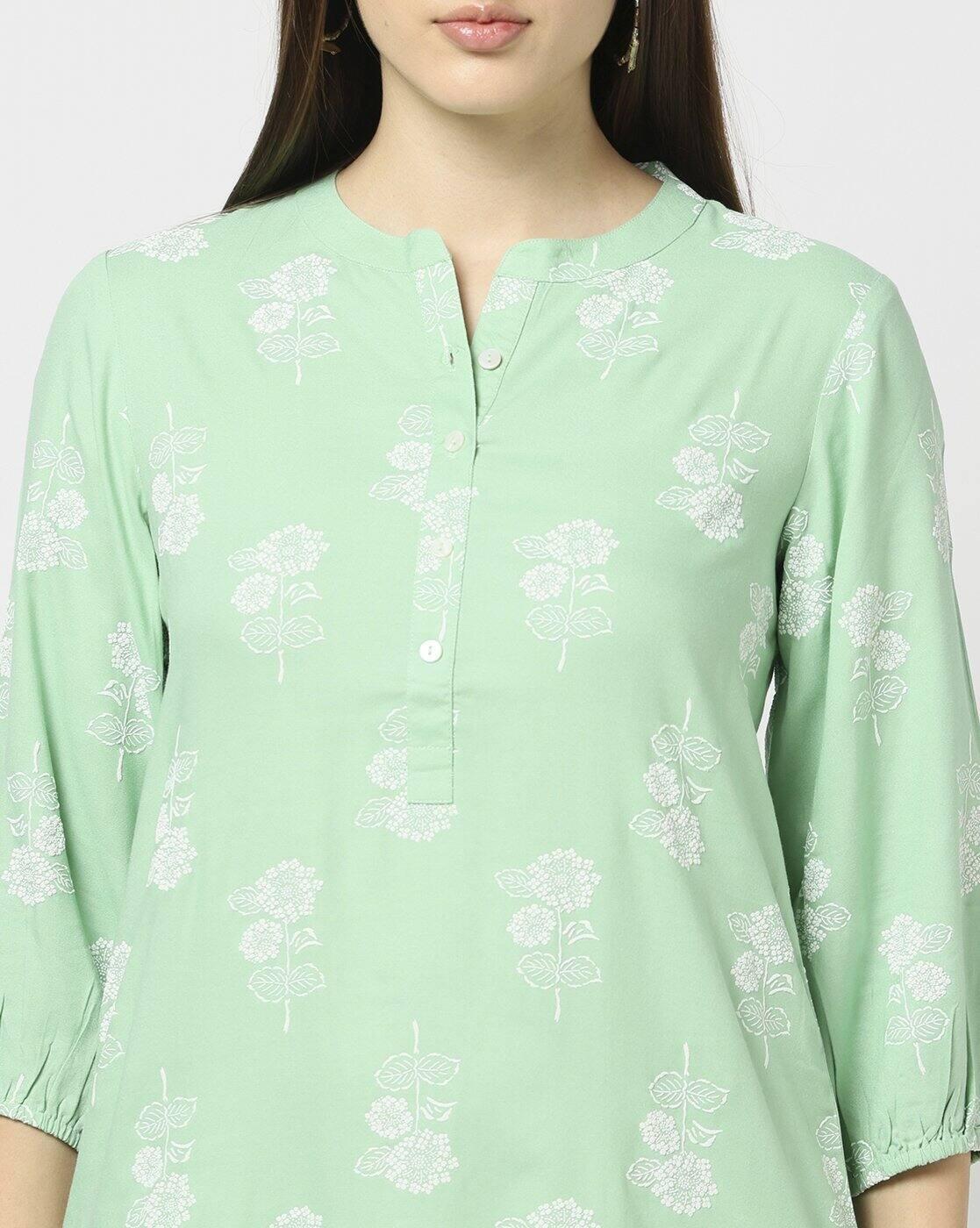 CORE PRINTED KURTA WITH P, LT. GREEN, XL