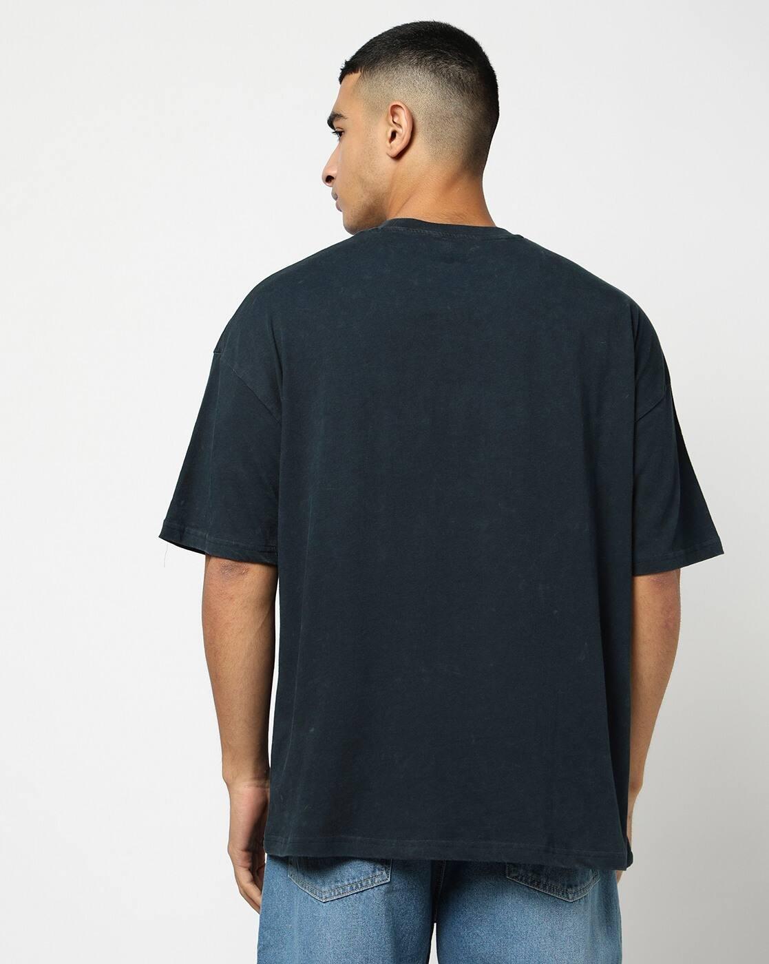 Men Numeric Print Oversized Crew-Neck T-Shirt