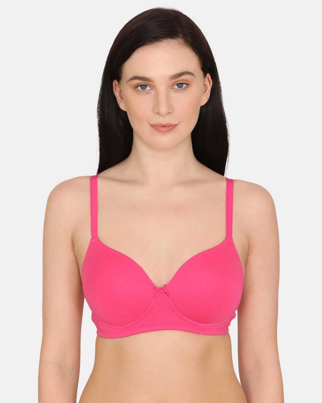 Zivame Beautiful Basics Padded Non Wired 3/4th Coverage T-Shirt Bra - Fuchsia Purple