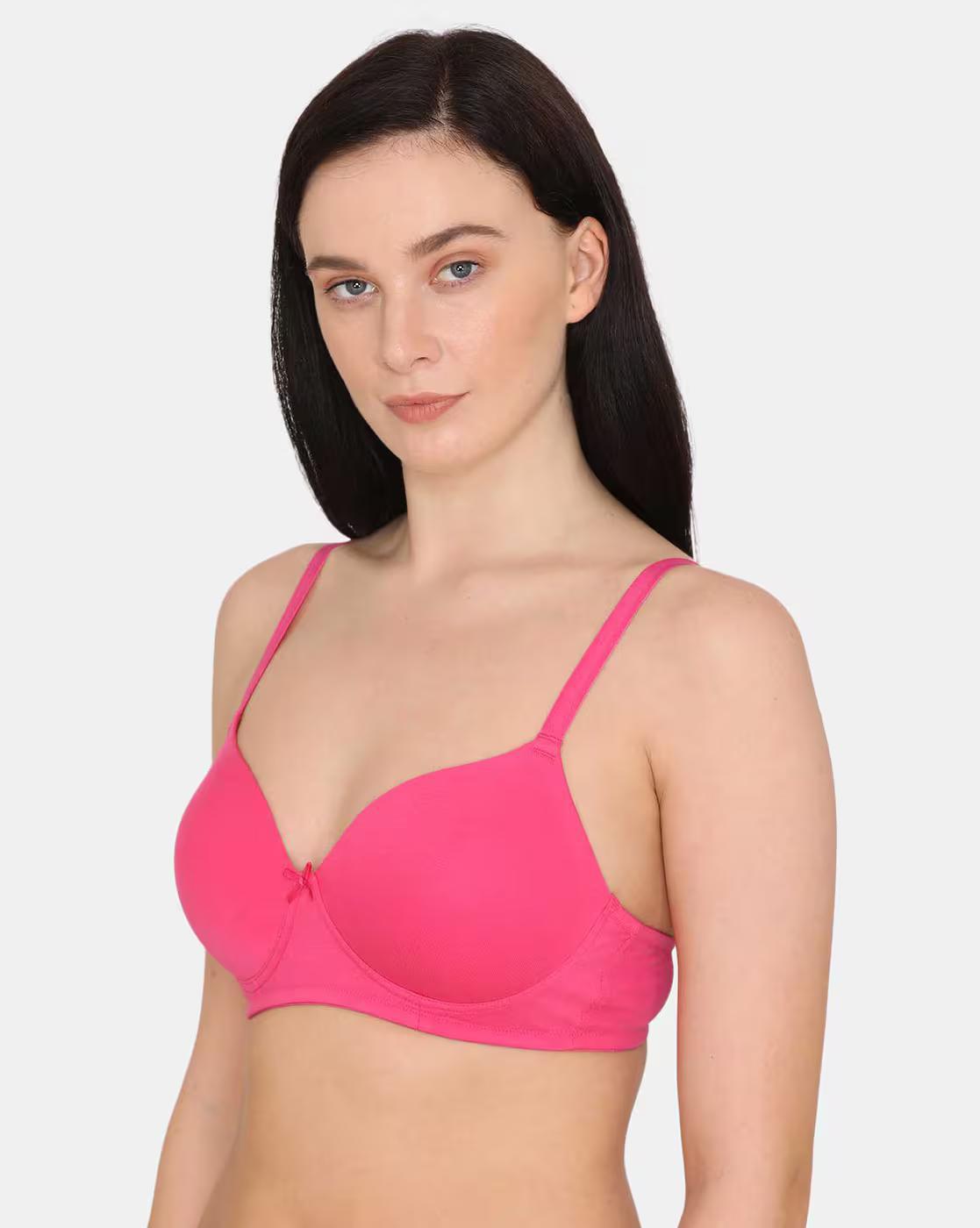 Zivame Beautiful Basics Padded Non Wired 3/4th Coverage T-Shirt Bra - Fuchsia Purple