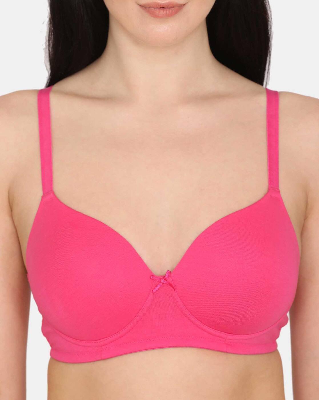 Zivame Beautiful Basics Padded Non Wired 3/4th Coverage T-Shirt Bra - Fuchsia Purple