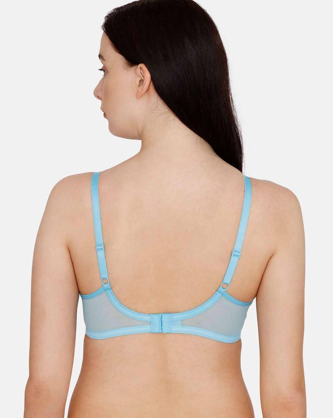 Zivame Embossed Mesh Padded Non Wired 3/4th Coverage T-Shirt Bra - Crystal Seas