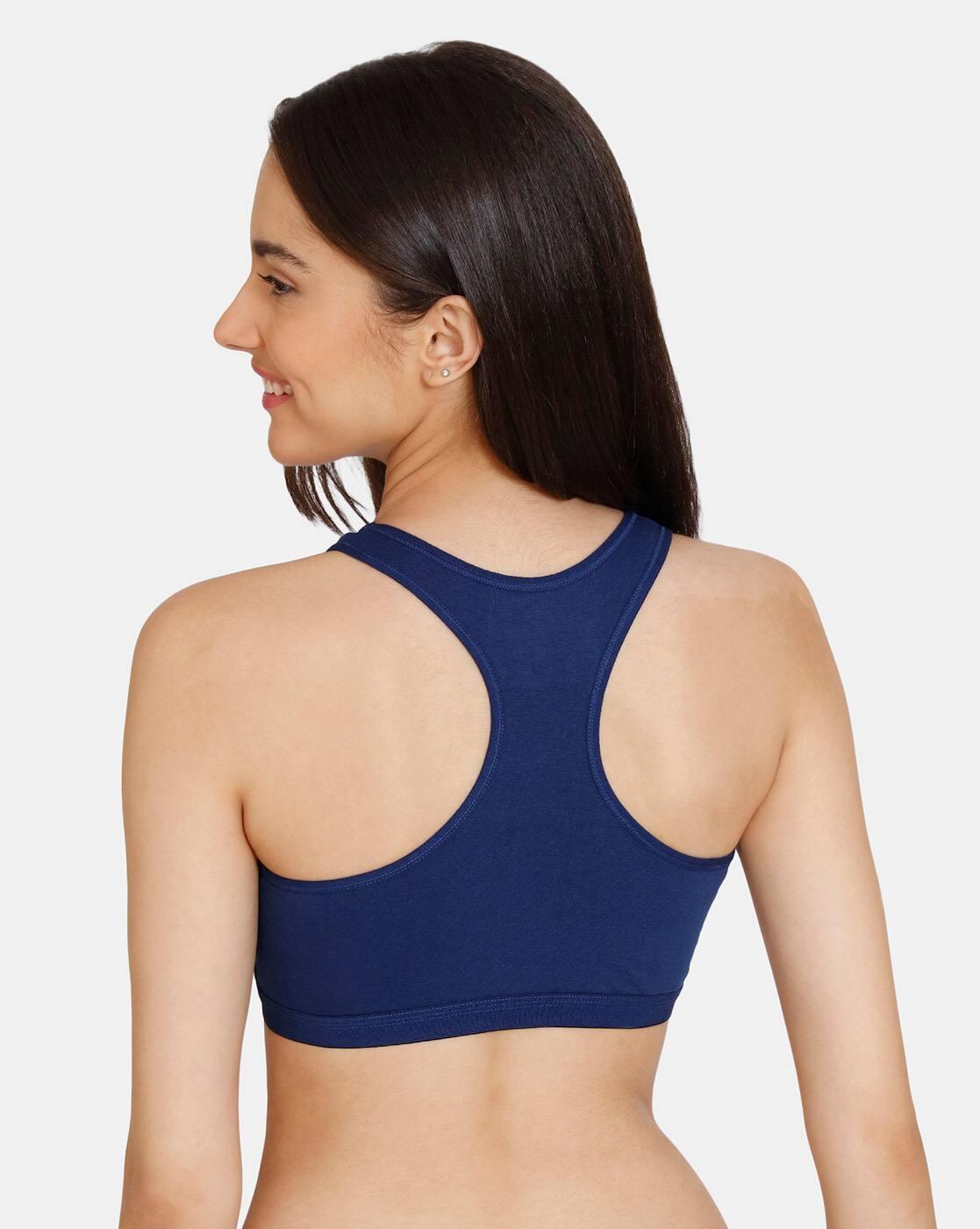 Girls Double Layered Non-Wired Full Coverage Racerback Beginner Sports Bra (Pack Of 2)